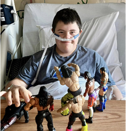 max at hospital with toys
